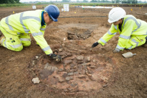 The remains of an early-Roman pottery kiln being excavated for A14C2H (c) Highways England, courtesy of MOLA Headland Infrastructure