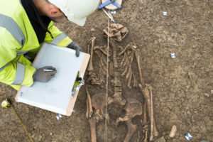 Unusual Roman burial being recorded (c) Highways E
