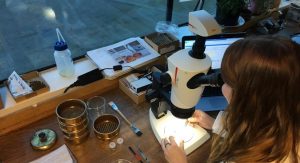 MOLA Headland Archaeobotanist Lara Gonzalez Carretero studies botanical remains from A14C2H (c) Highways England courtesy of MOLA Headland