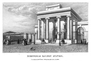 Engraving of Curzon Street Station. Midland Counties’ Railway Companion 1840